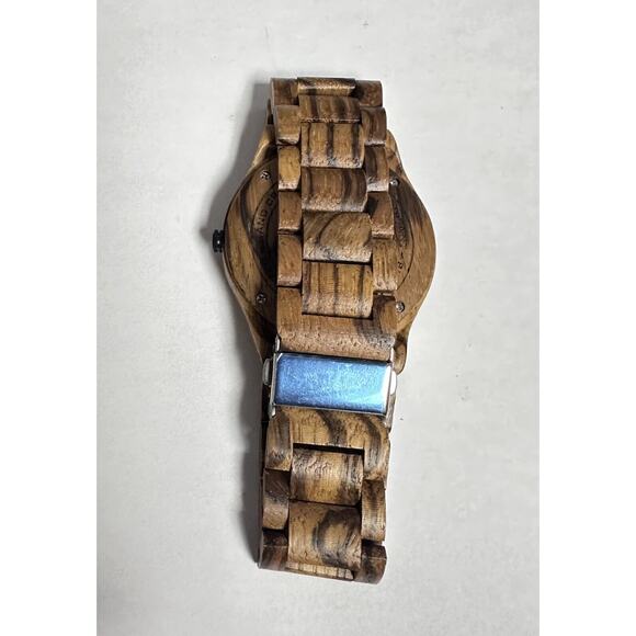 BEWELL Wood Watch Quartz Date Display Mens Wrist Watch Wooden Band New Battery - Picture 3 of 7